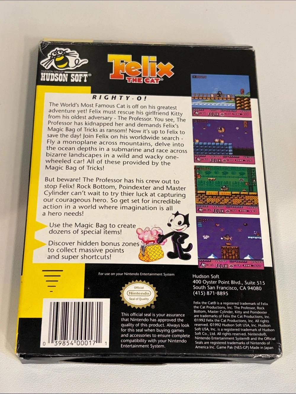1985 Felix The Cat Nintendo NES Game with poster and original Packaging